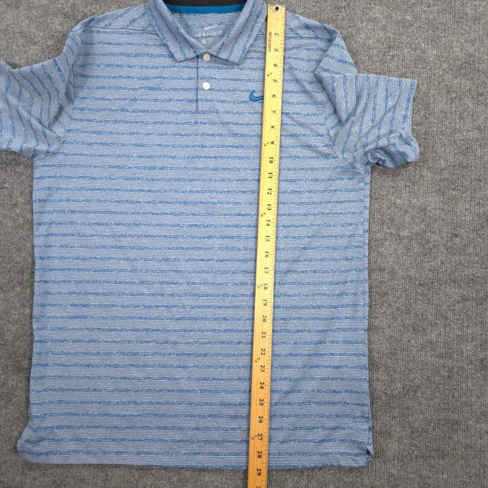 Nike Spanish Bay Dry Vapor Polo Shirt Mens M Blue White Striped Performance Golf